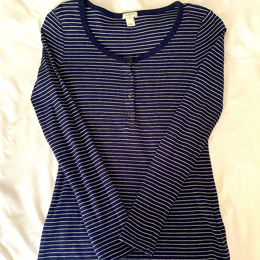 Women’s J. Crew Navy/White Striped Henley XS
